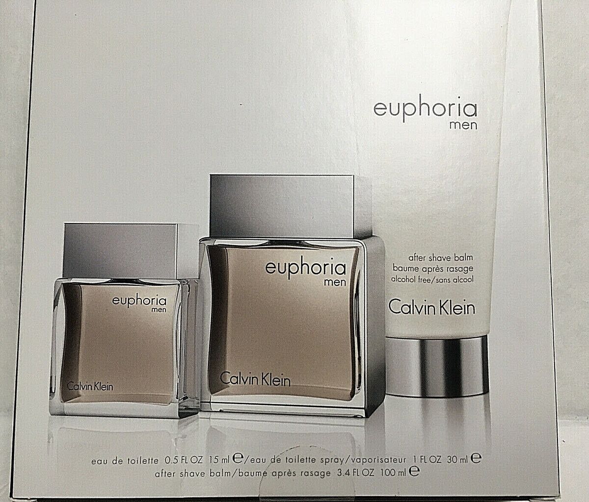 GIFT SET - CALVIN KLEIN "EUPHORIA" 3.4OZ EDT SPR + 0.67OZ EDT SPR + 3.4OZ A/S "3PCS" MEN