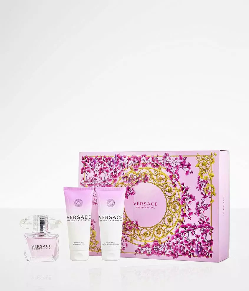 GIFT SET - VERSACE BRIGHT CRYSTAL 3OZ EDT SPR "4PCS " (HARD BOX) -WOMEN