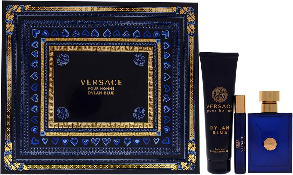 GIFT SET - VERSACE "DYLAN BLUE" 3.4OZ  3PCS MEN (HARD BOX)