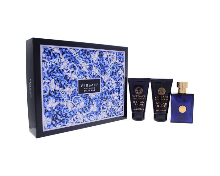 GIFT SET - VERSACE "DYLAN BLUE"3.4OZ+3.4OZS/G+BAG 3PCS MEN